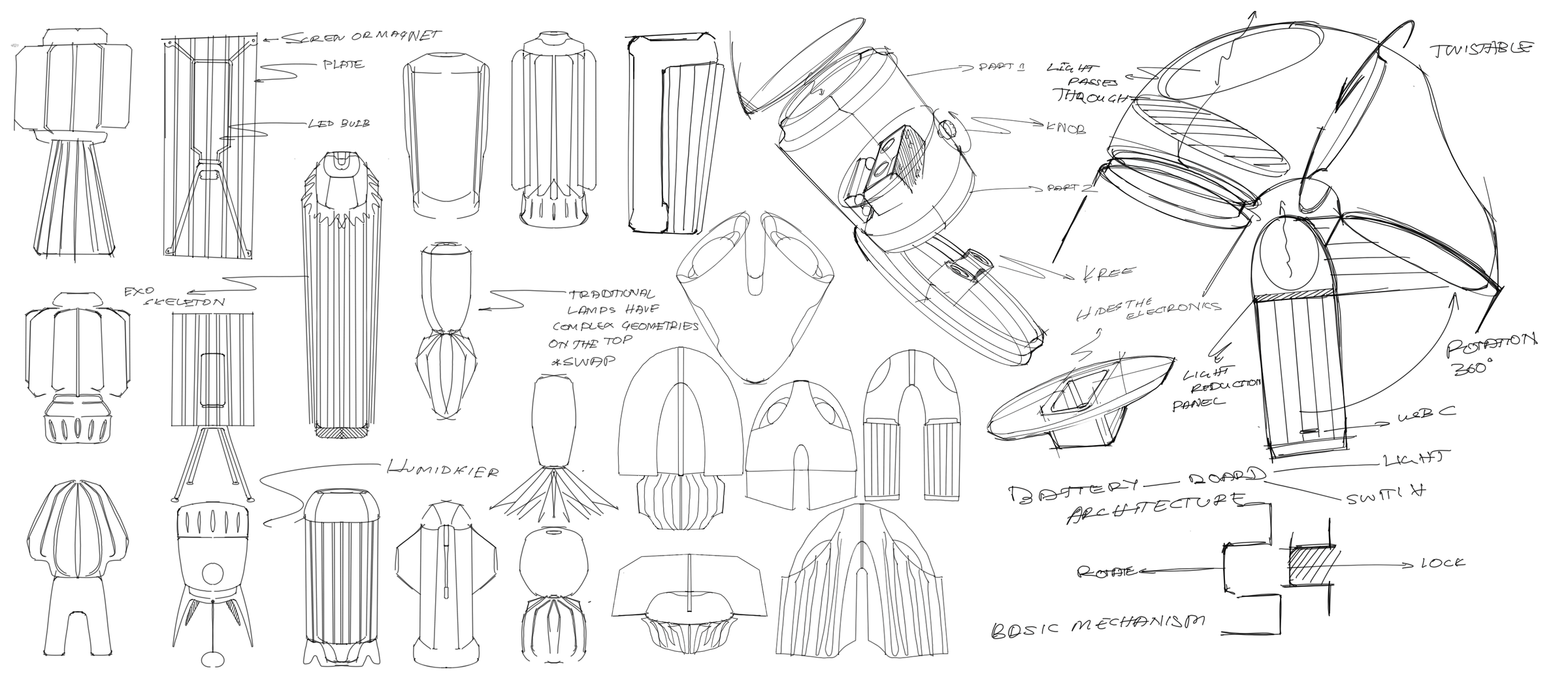 Ideation sketches exploring Geneva's segmented form