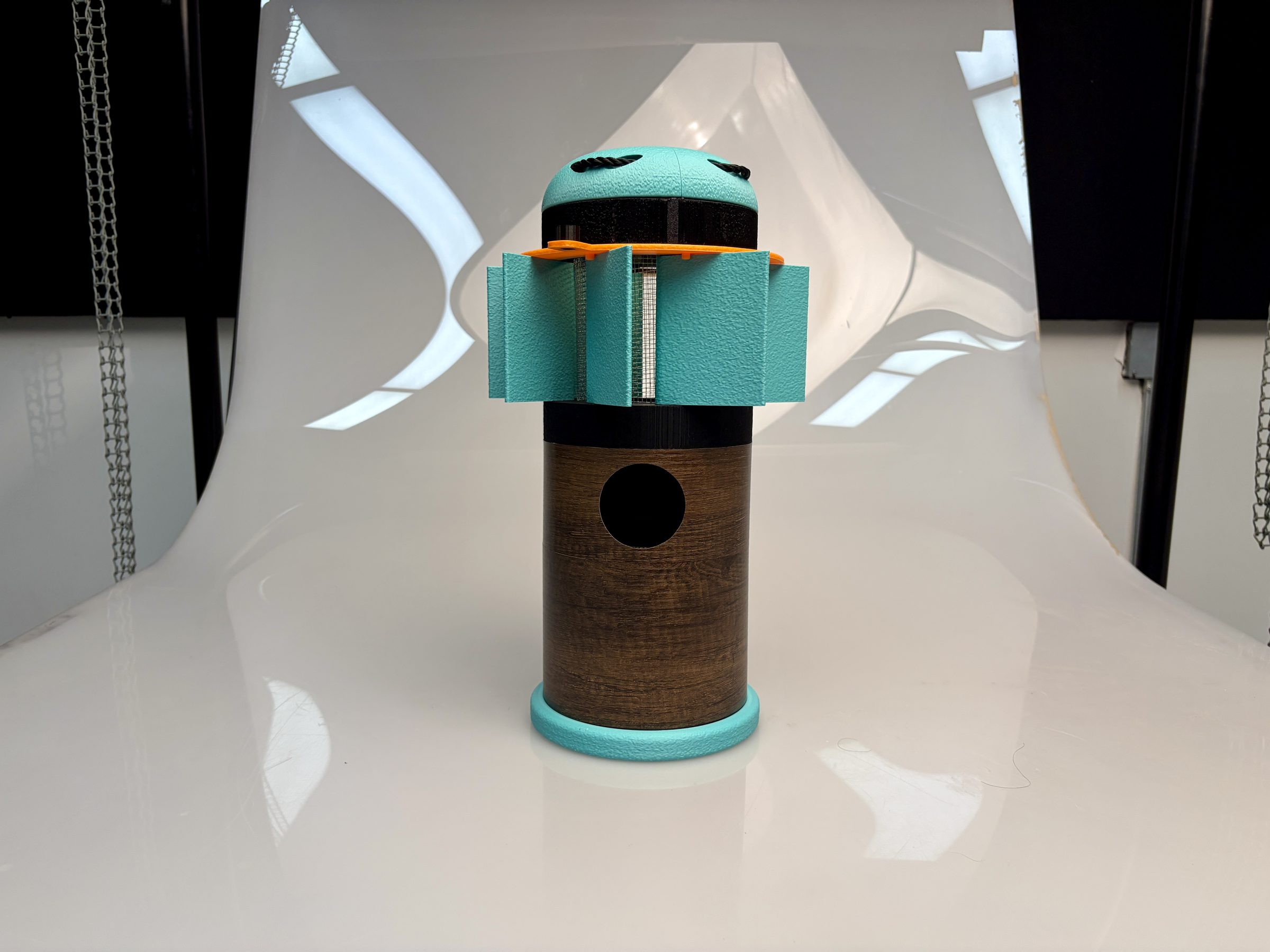 Platypus Birdhouse prototype photographed in the studio